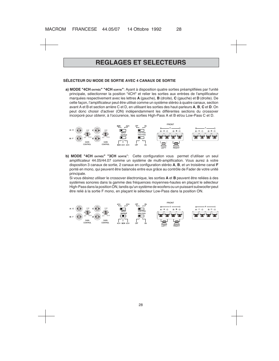 Reglages et selecteurs | Macrom 44.05 User Manual | Page 26 / 44