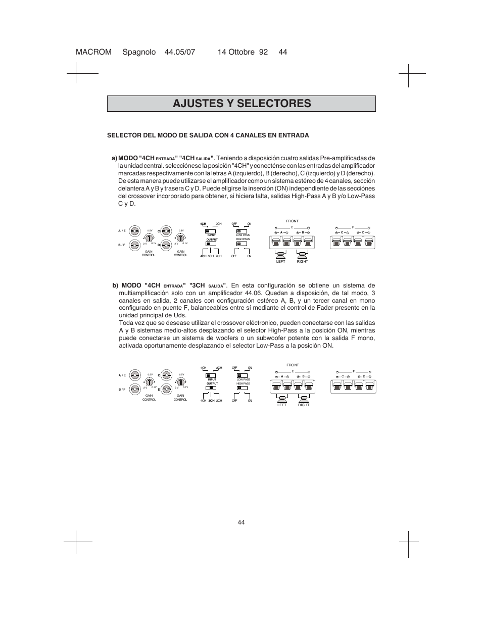 Ajustes y selectores | Macrom 44.05 User Manual | Page 42 / 44