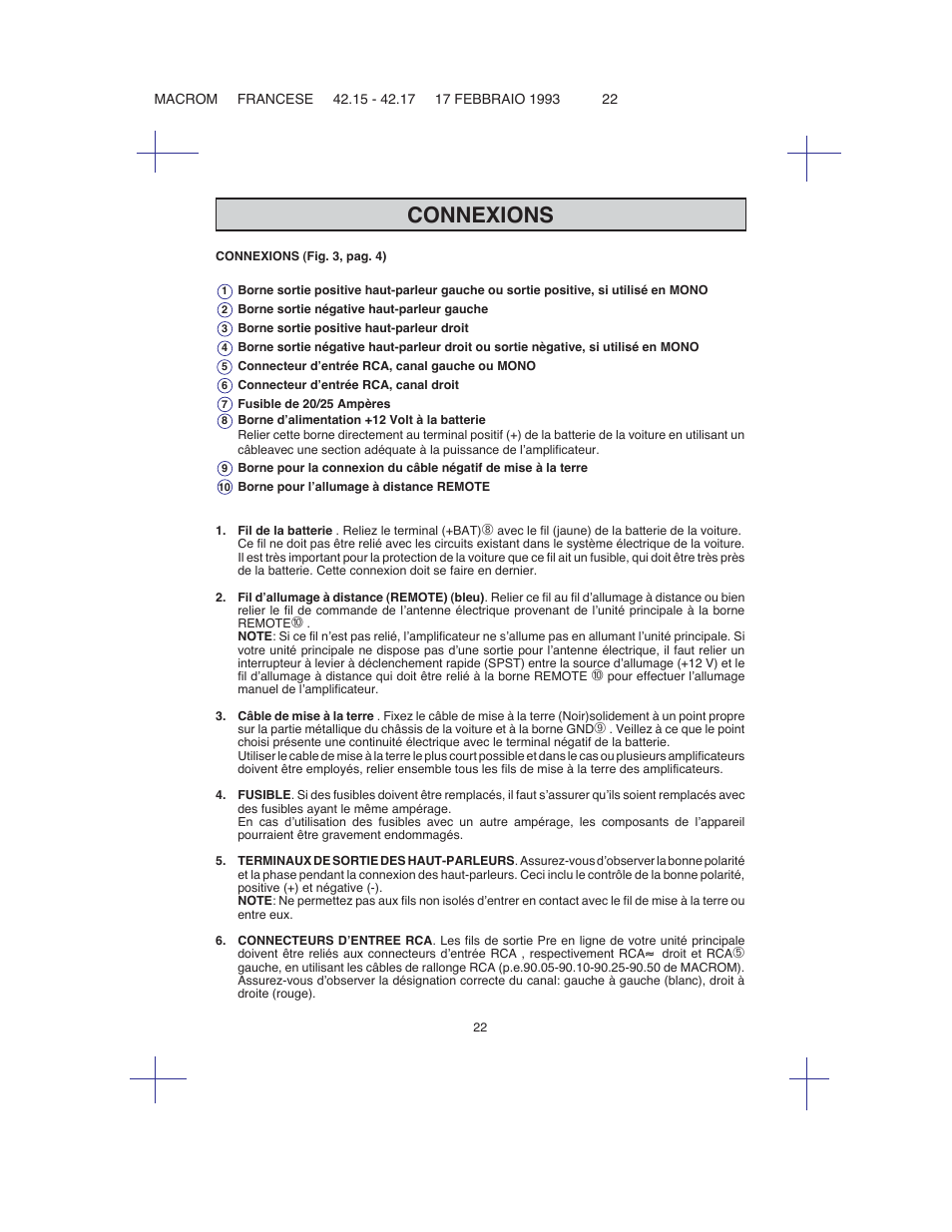 Connexions | Macrom 42.26 User Manual | Page 21 / 37