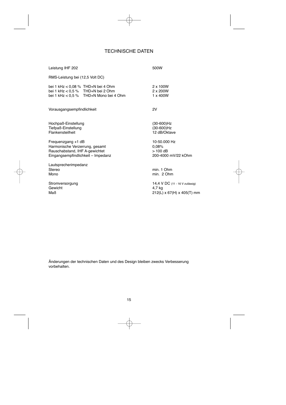 Technische daten | Macrom Syn Tech 2.100x User Manual | Page 15 / 30