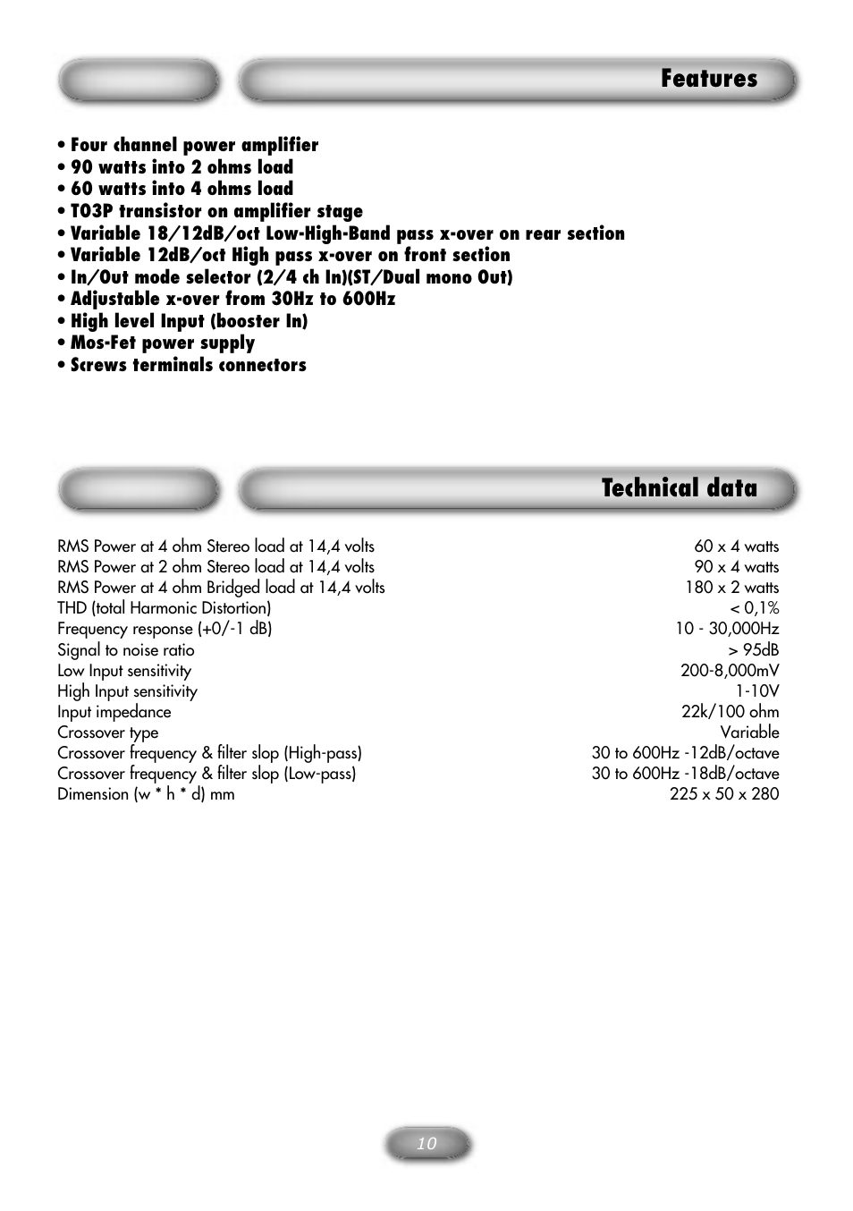 Features, Technical data | Macrom M2A.490 User Manual | Page 11 / 12