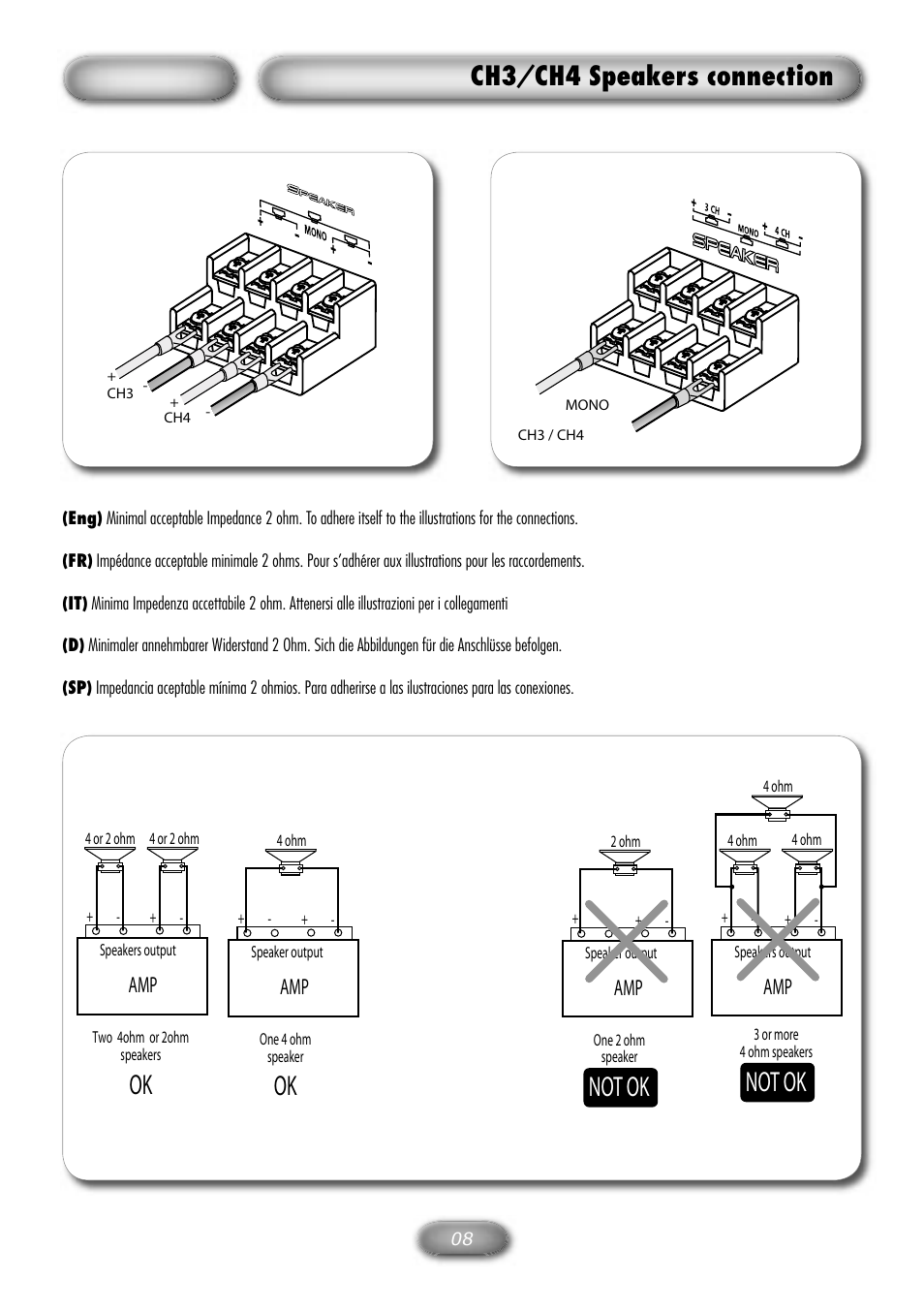 Ch3/ch4 speakers connection | Macrom M2A.490 User Manual | Page 9 / 12