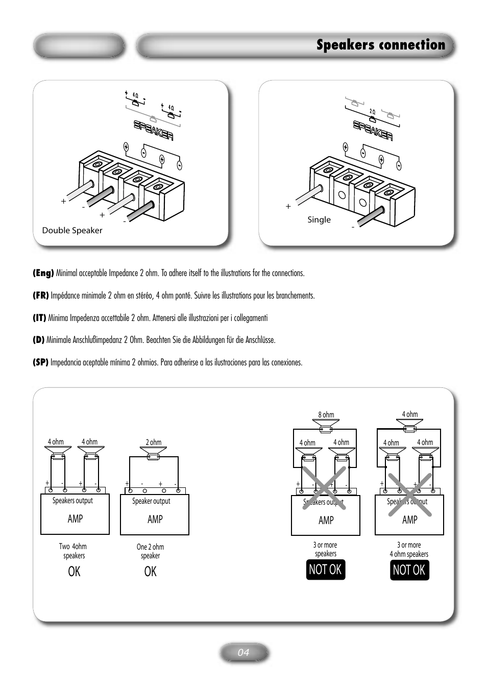 Speakers connection | Macrom M1A.1500D User Manual | Page 5 / 8