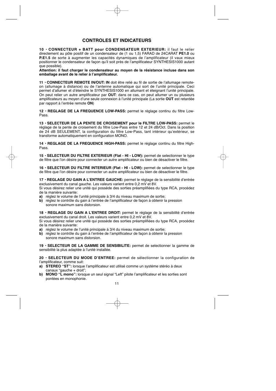 Controles et indicateurs | Macrom 1000 User Manual | Page 15 / 25