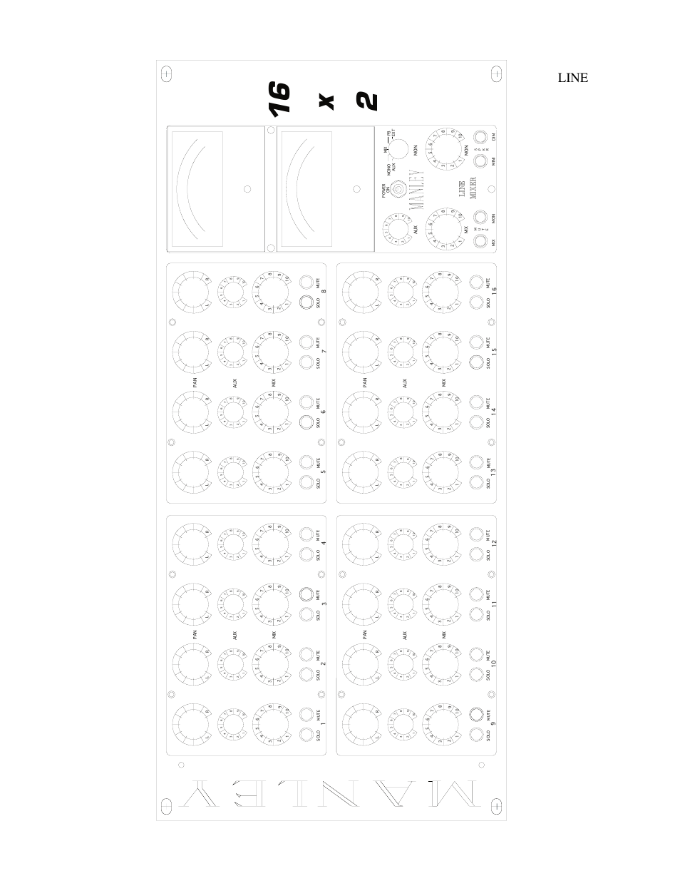 16 x 2, Line, Line mixer | Manley 16 x 2 TUBE MIXER 2000 - 2002 up to 106 User Manual | Page 21 / 22