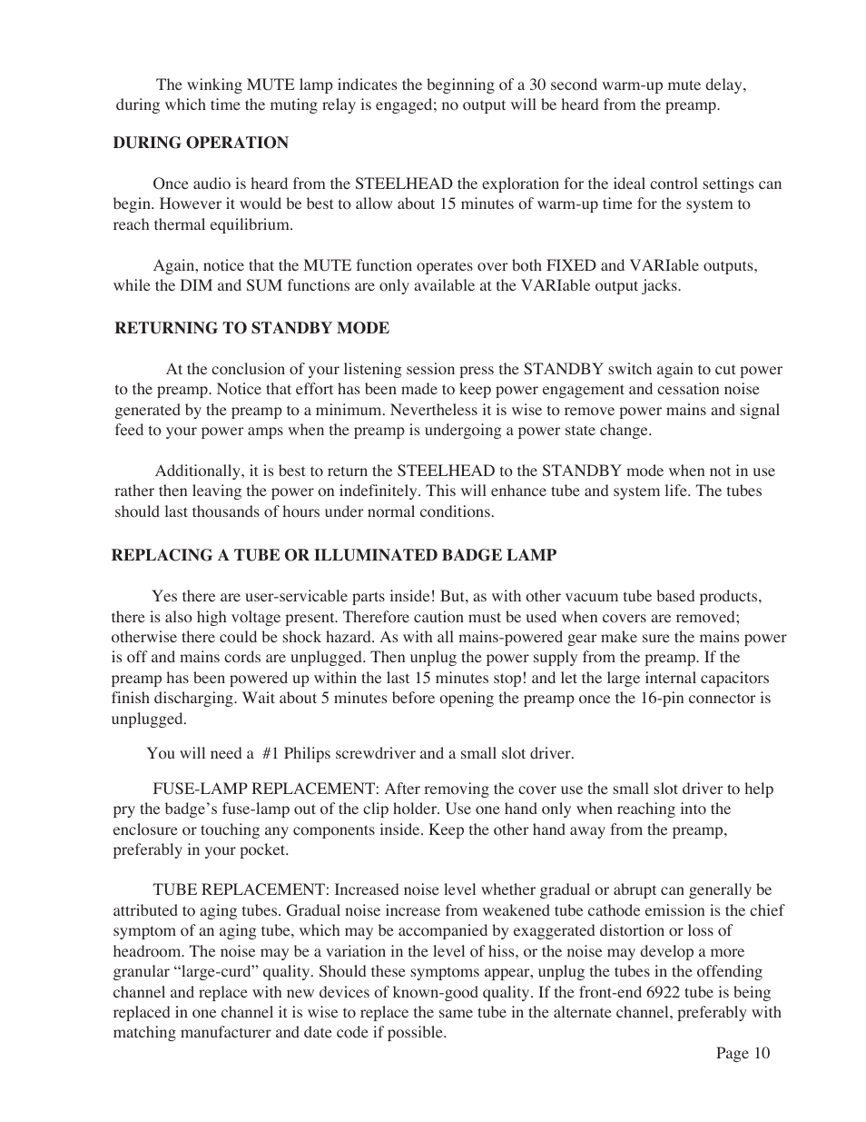Manley Labs MM/MC GRAMOPHONE CARTRIDGE PREAMPLIFIER User Manual | Page 10 / 16