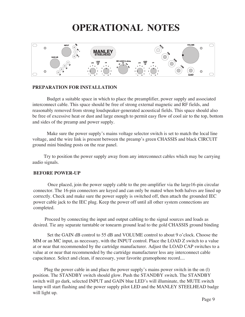 Manley | Manley Labs MM/MC GRAMOPHONE CARTRIDGE PREAMPLIFIER User Manual | Page 9 / 16