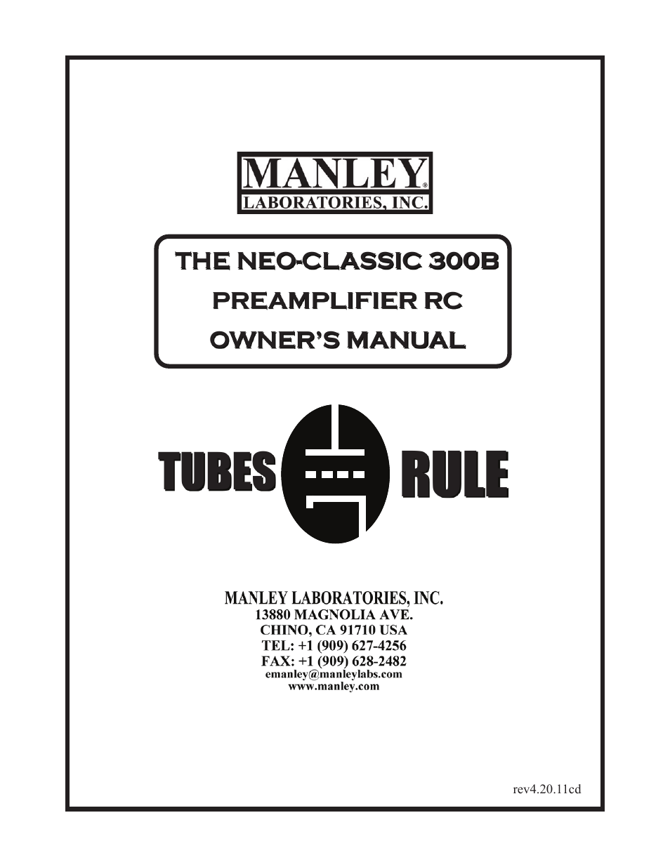 Manley Neo-Classic 300B RC Preamplifier 2008 - present User Manual | 14 pages