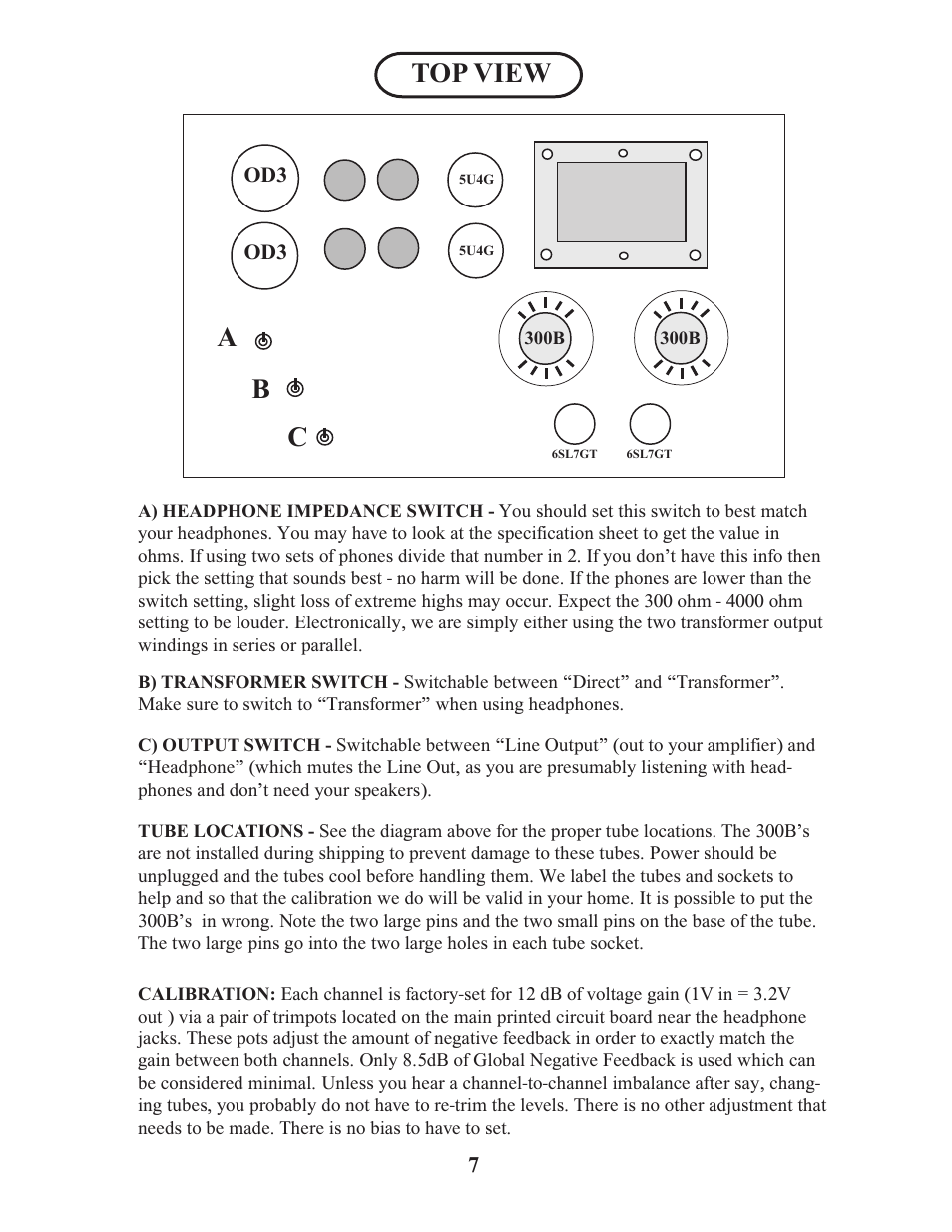 Top view | Manley Neo-Classic 300B RC Preamplifier 2008 - present User Manual | Page 7 / 14