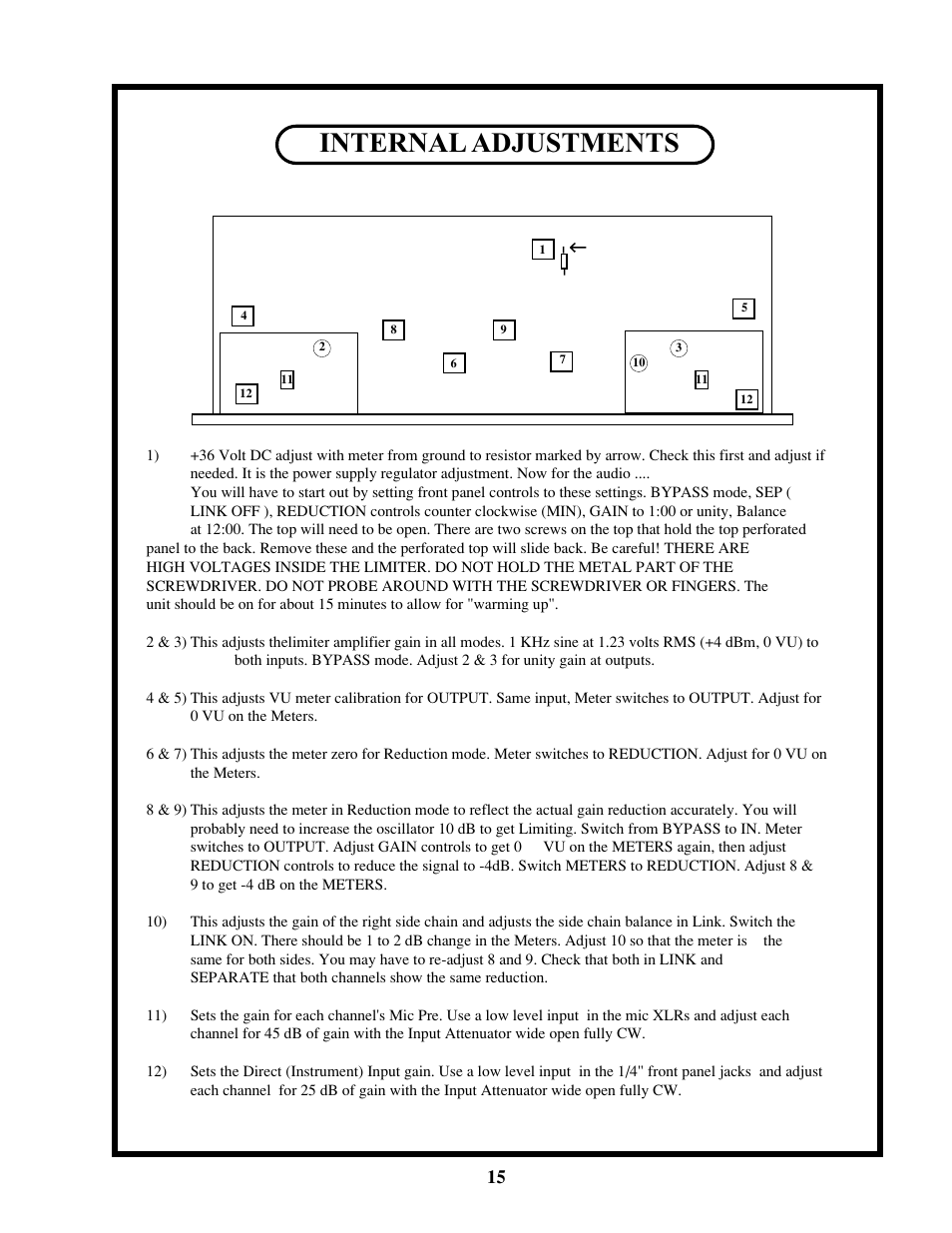 Internal adjustments | Manley Labs Langevin Dual Vocal Combo User Manual | Page 15 / 20