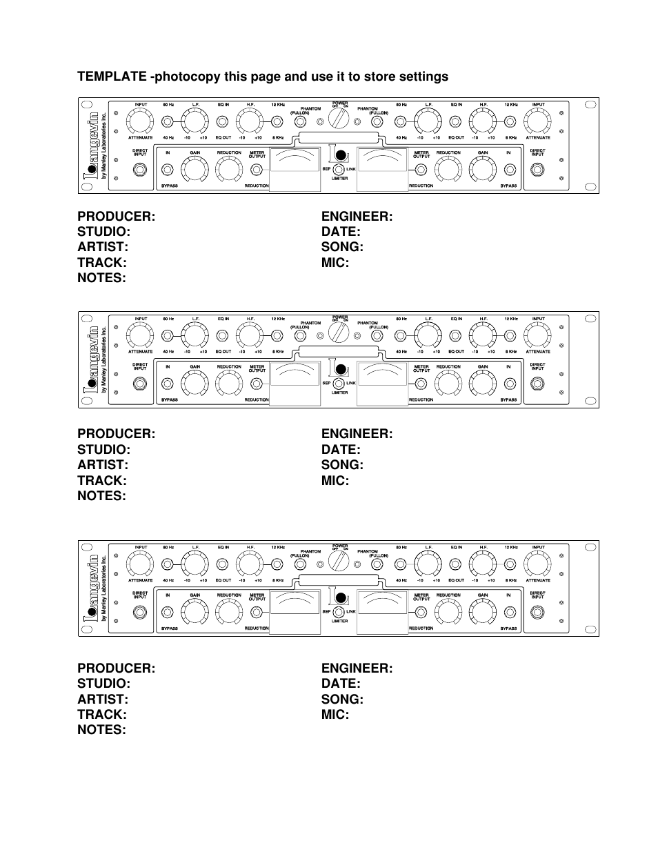 Dual vocal combo | Manley Labs Langevin Dual Vocal Combo User Manual | Page 20 / 20