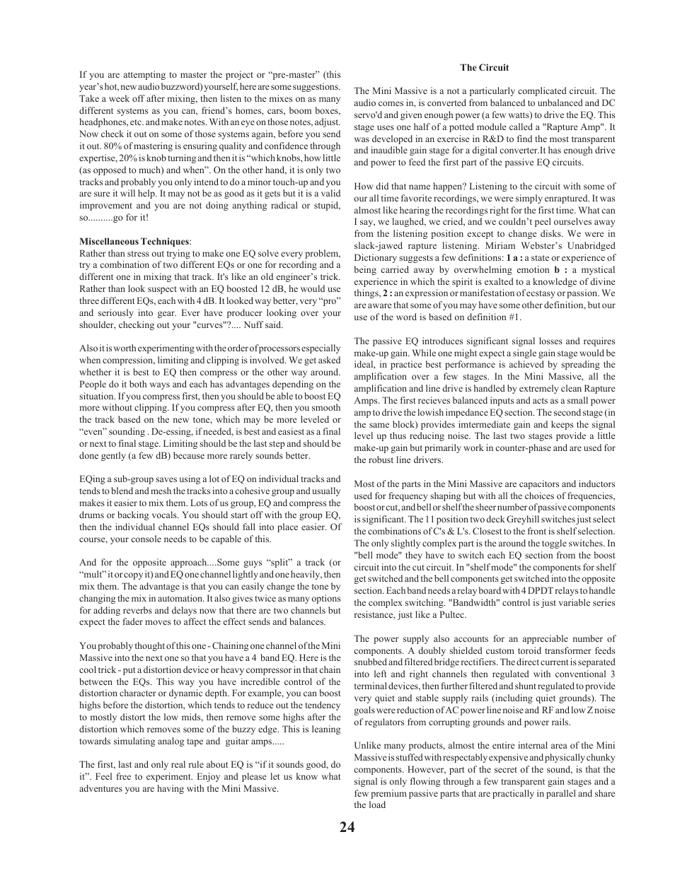 Manley Labs STEREO EQ User Manual | Page 24 / 34