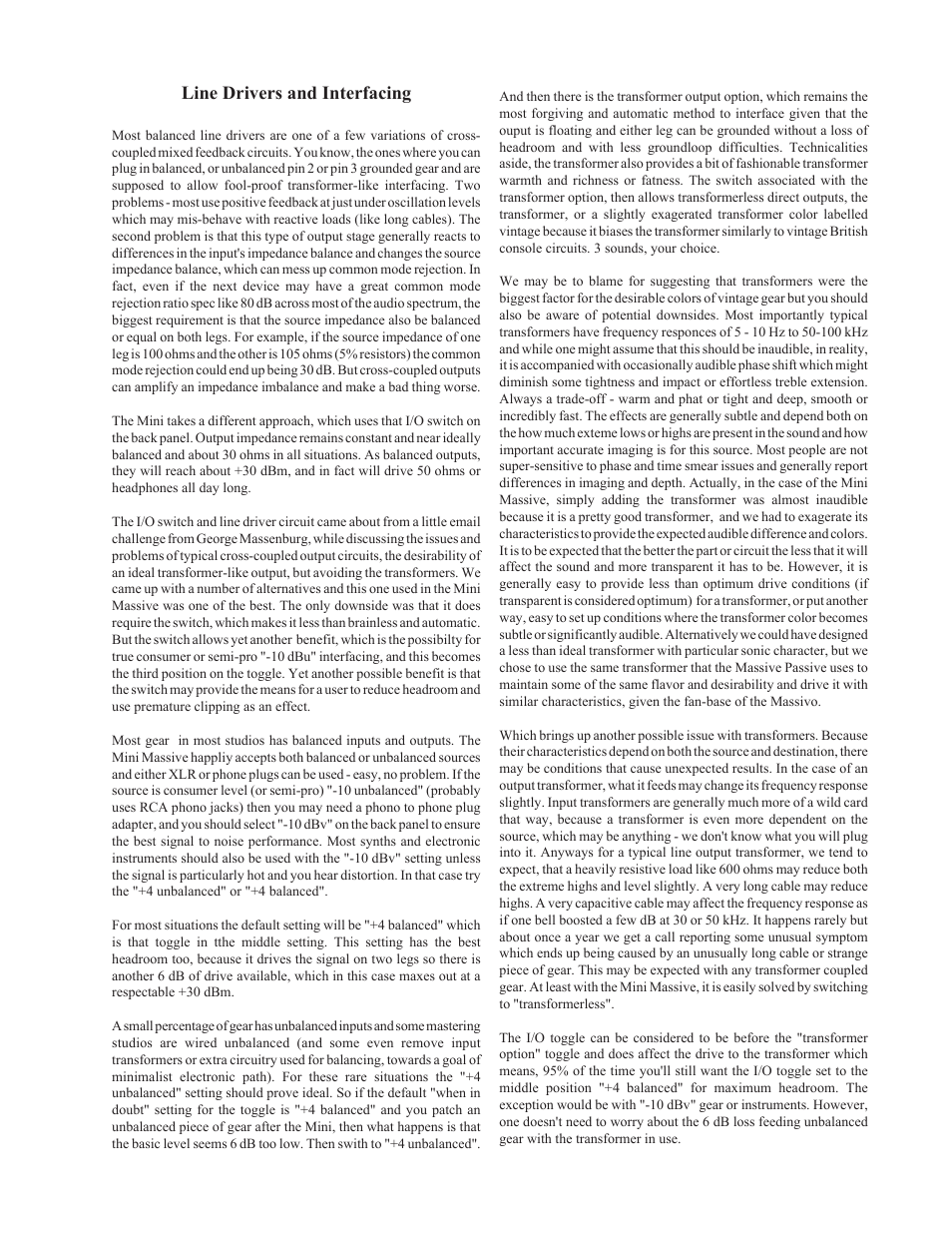 Line drivers and interfacing | Manley Labs STEREO EQ User Manual | Page 25 / 34