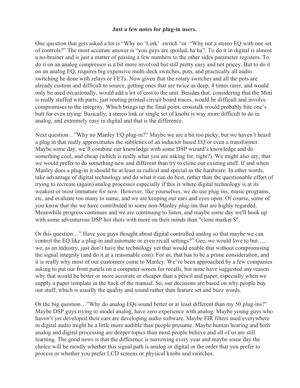 Manley Labs STEREO EQ User Manual | Page 9 / 34