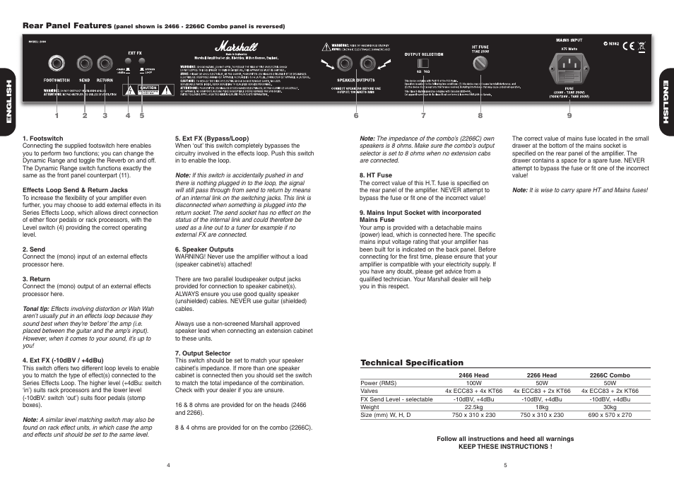 Marshall Amplification 2266C User Manual | Page 4 / 4