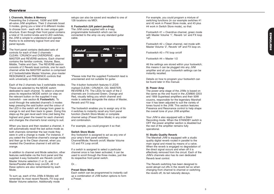Marshall Amplification JVM 2 User Manual | Page 3 / 9