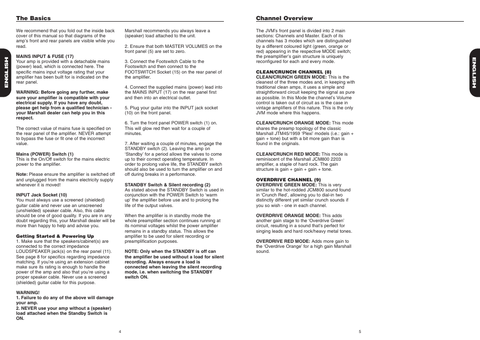 Marshall Amplification JVM 2 User Manual | Page 4 / 9
