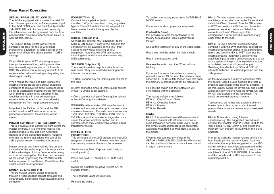 Marshall Amplification JVM 2 User Manual | Page 6 / 9