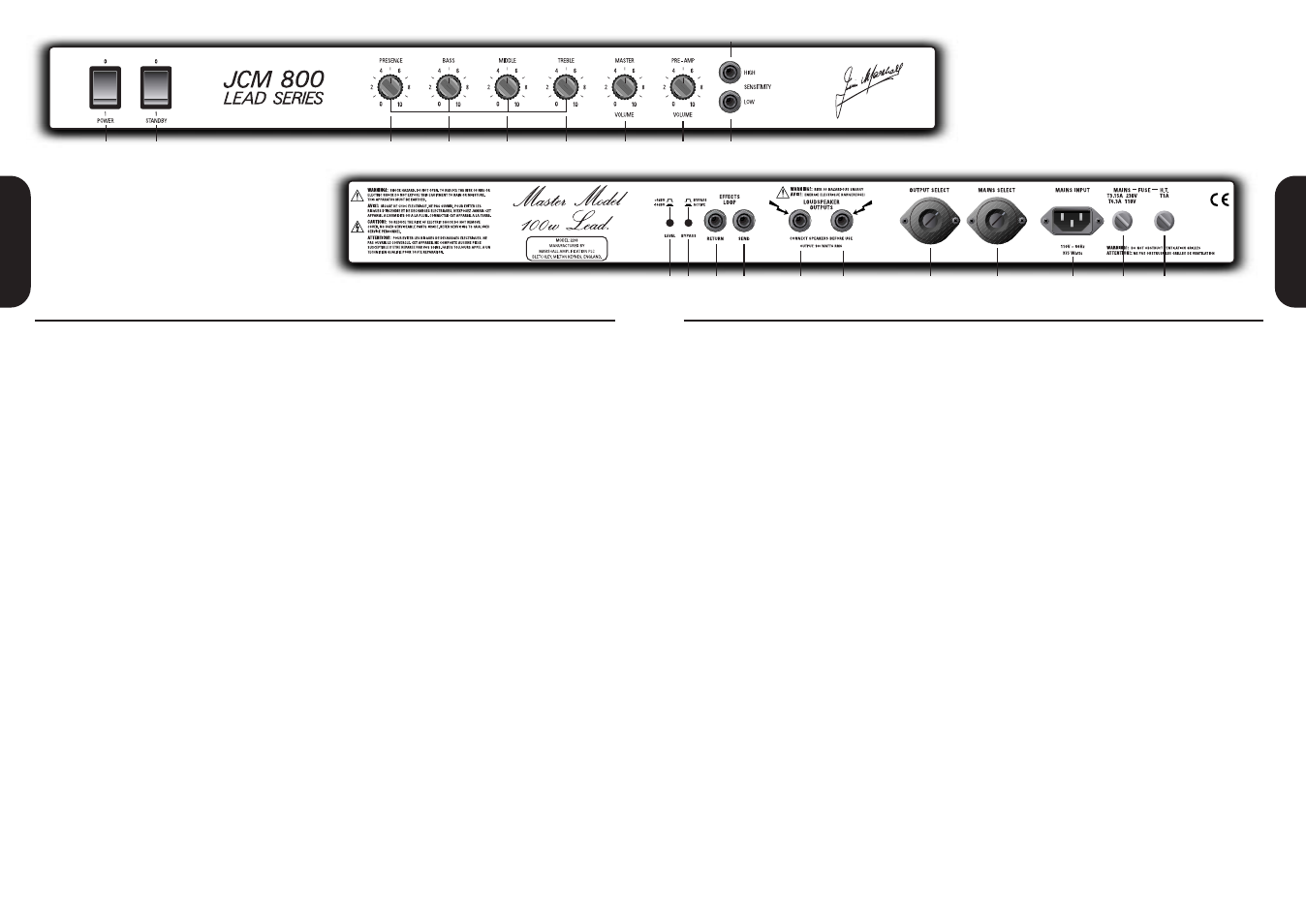 Panel features | Marshall Amplification JCM800 User Manual | Page 4 / 4