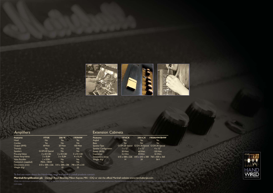 Amplifiers extension cabinets | Marshall Amplification Hand-Crafted Amplifiers User Manual | Page 4 / 4