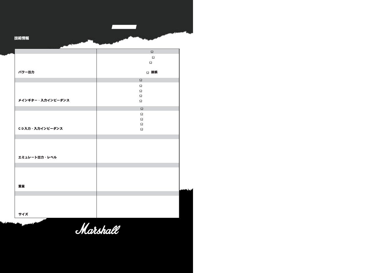 Technical specification | Marshall Amplification MG30DFX User Manual | Page 5 / 5