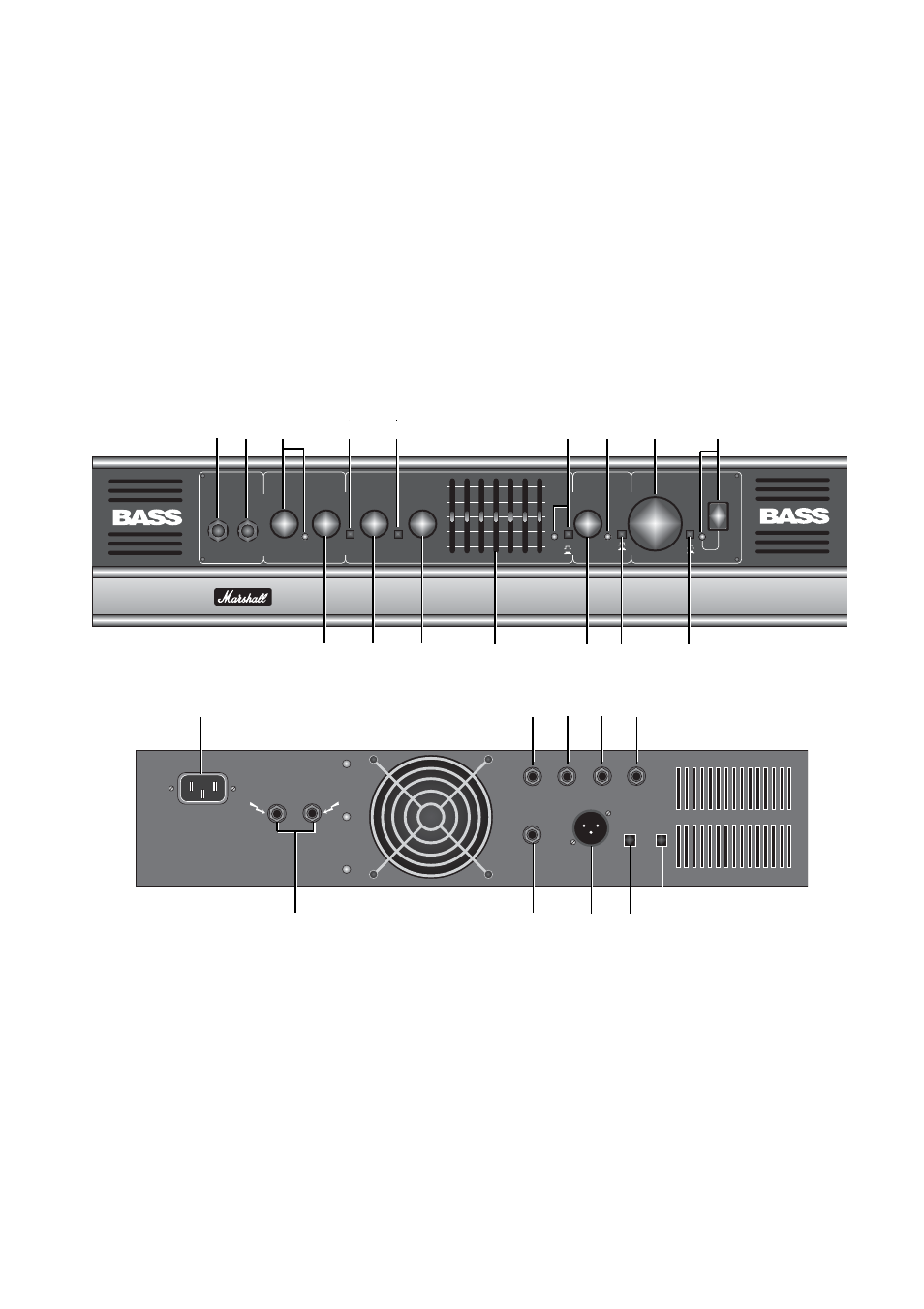 Front panel. rear panel | Marshall Amplification DBS 7200 User Manual | Page 6 / 6