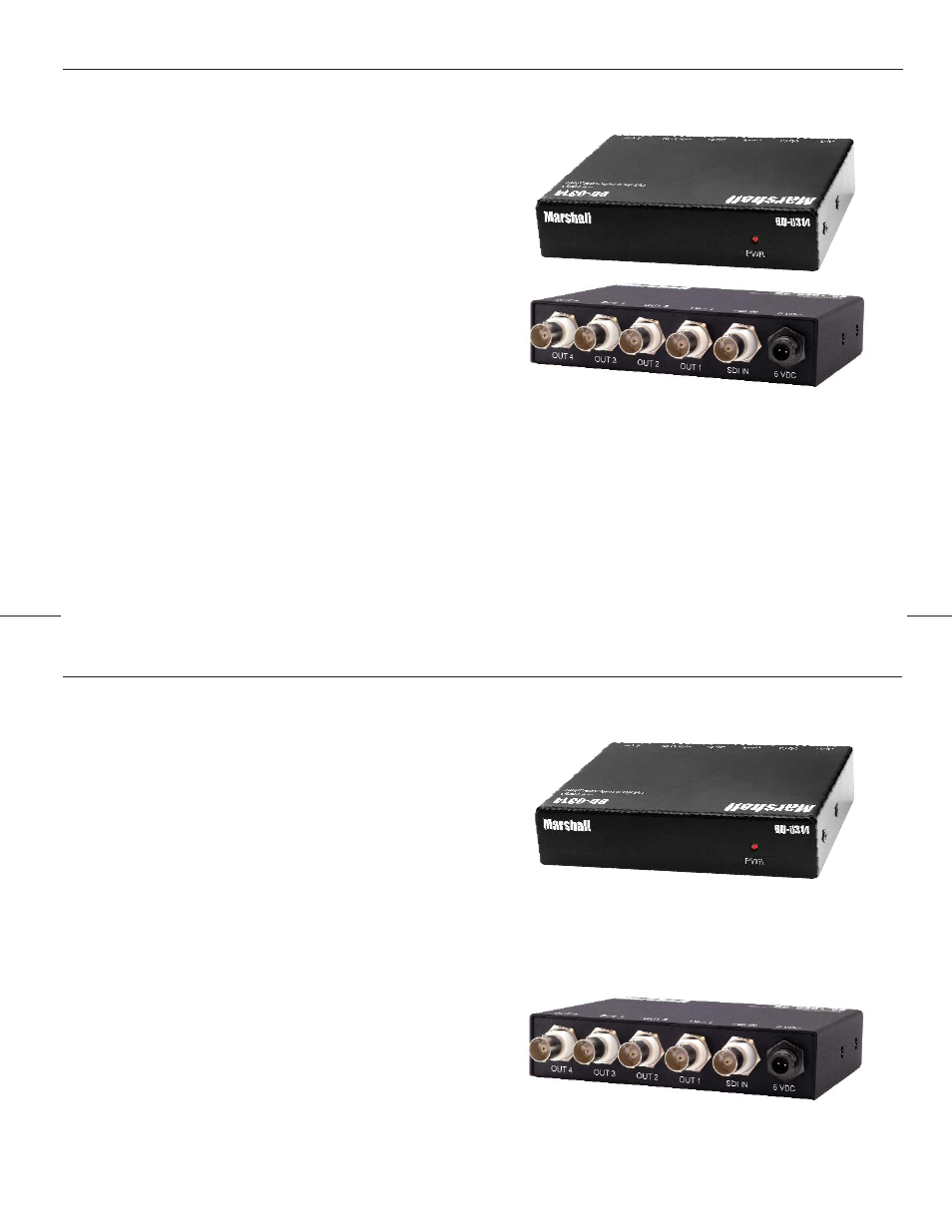 Marshall Amplification SDI VIDEO DISTRIBUTION AMPLIFIER BD-0314 User Manual | 1 page