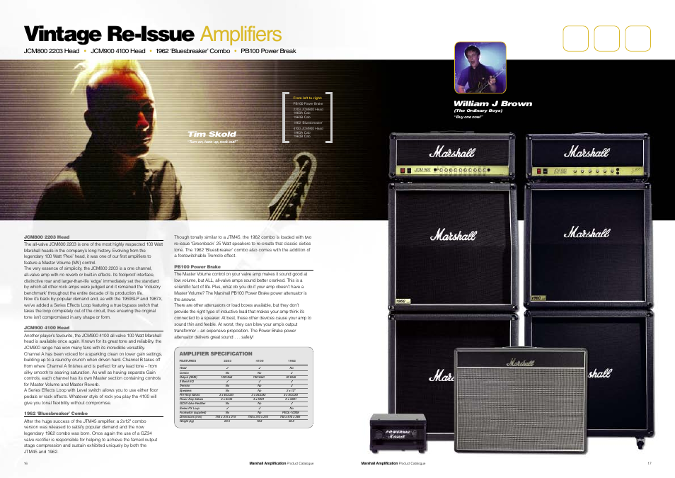 Vintage re-issue amplifiers, William j brown, Tim skold | Marshall Amplification JCM800 Series User Manual | Page 10 / 32