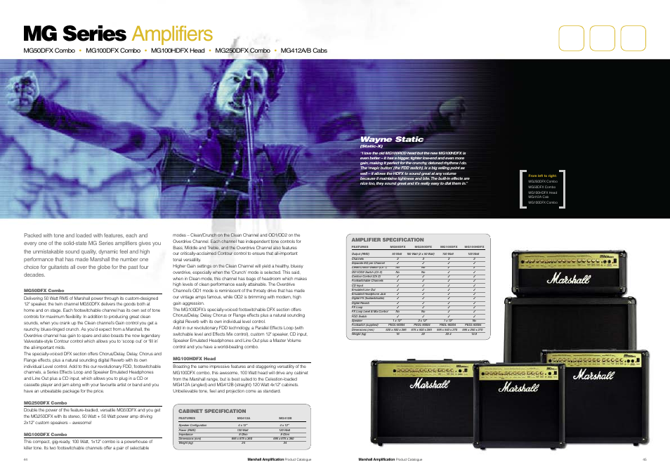 Mg series amplifiers, Wayne static | Marshall Amplification JCM800 Series User Manual | Page 24 / 32