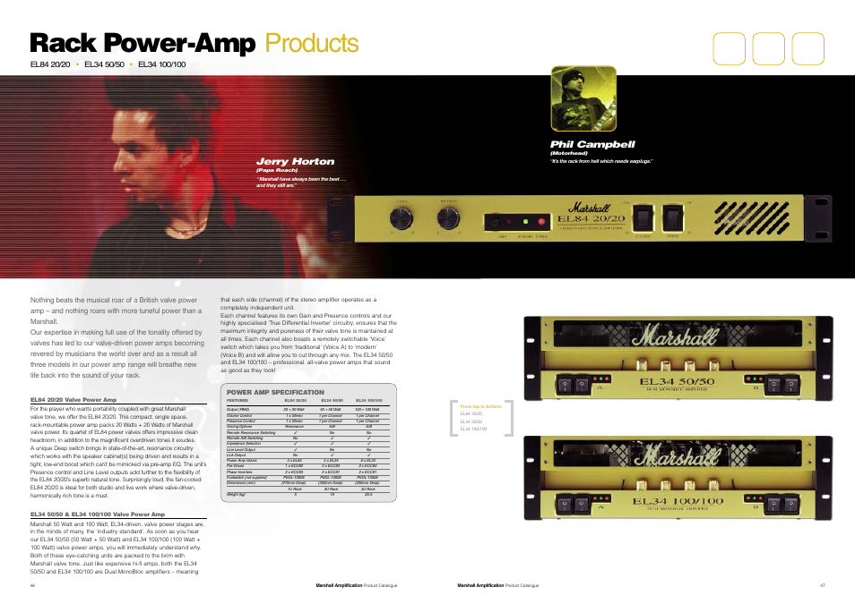 Rack power-amp products, Jerry horton, Phil campbell | Marshall Amplification JCM800 Series User Manual | Page 25 / 32