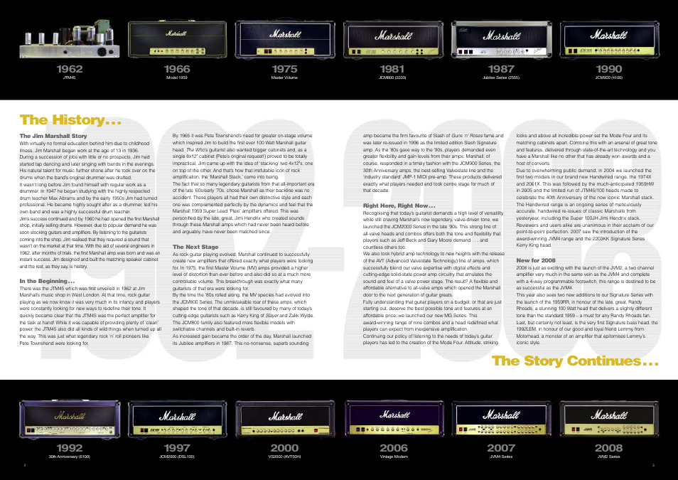 The history... the story continues | Marshall Amplification JCM800 Series User Manual | Page 3 / 32