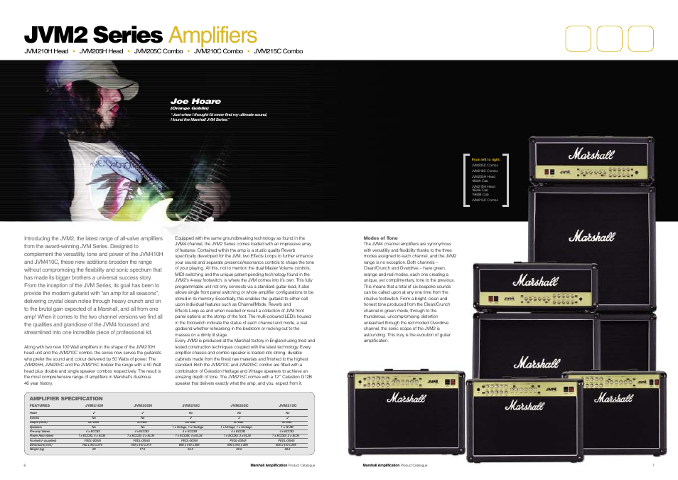 Jvm2 series amplifiers, Joe hoare | Marshall Amplification JCM800 Series User Manual | Page 5 / 32