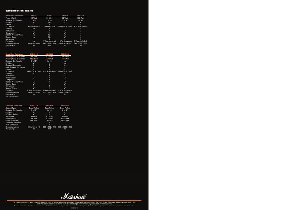 Marshall Amplification MB Series User Manual | Page 3 / 3