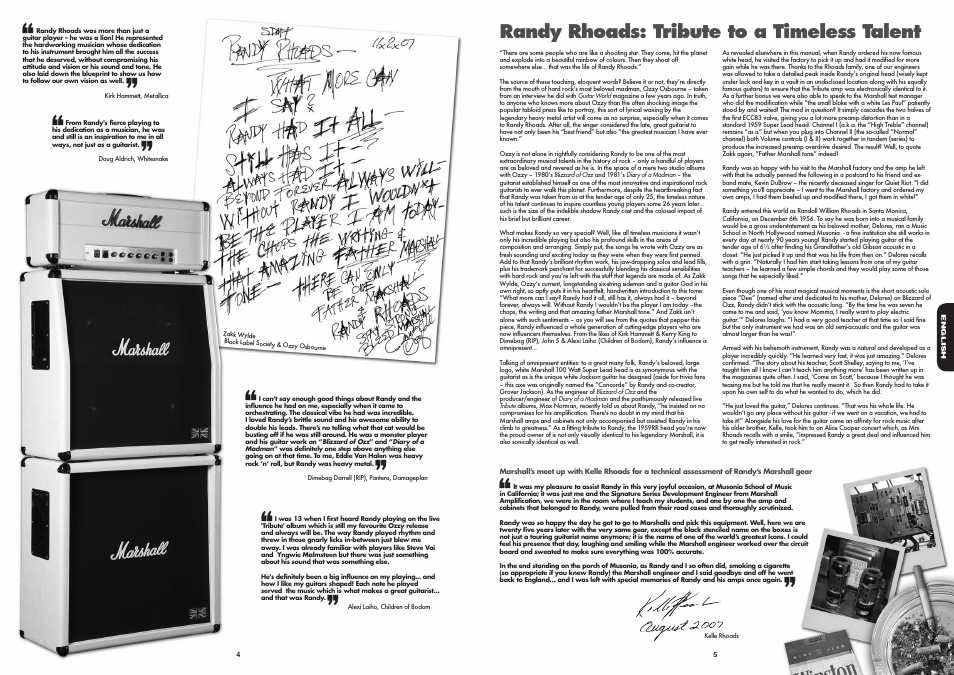 Randy rhoads: tribute to a timeless talent | Marshall Amplification 1959RR User Manual | Page 3 / 5