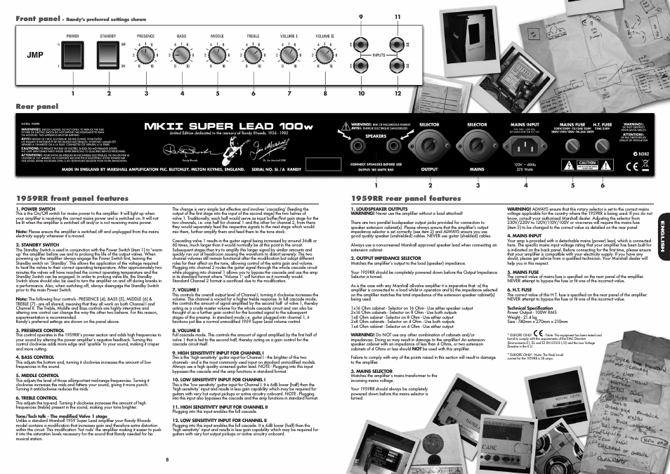 Marshall Amplification 1959RR User Manual | Page 5 / 5