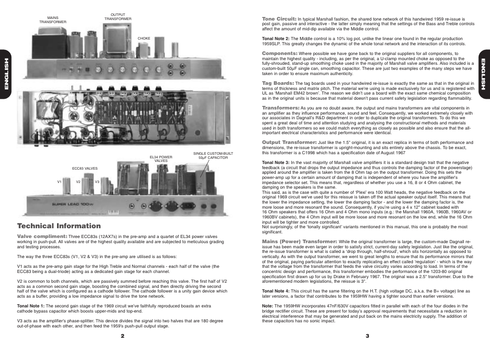 Technical information | Marshall Amplification 1959HW User Manual | Page 3 / 5