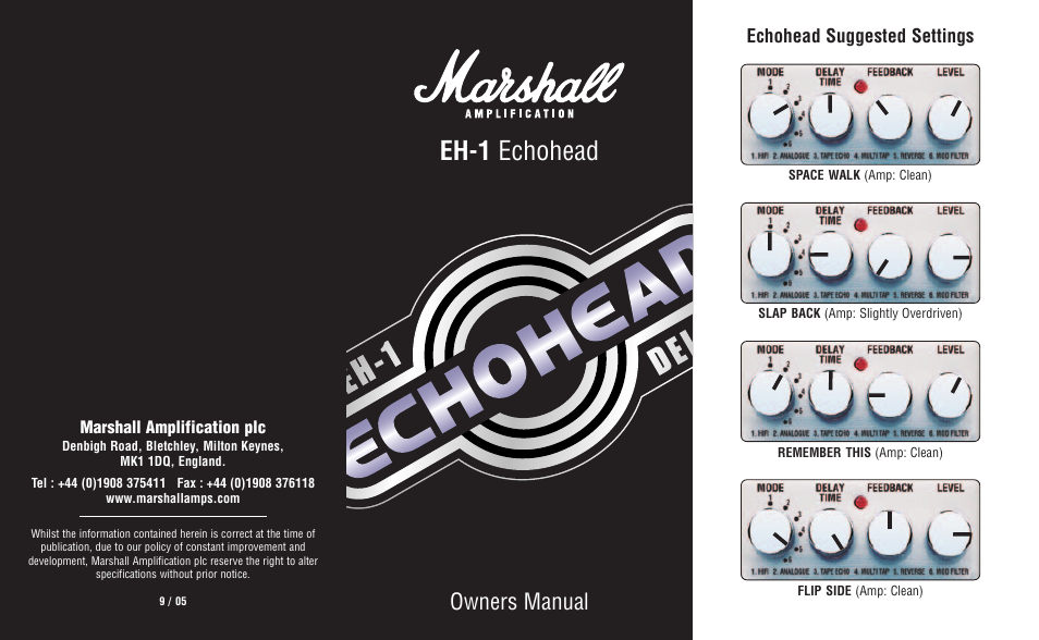 Marshall Amplification Echohead User Manual | 5 pages