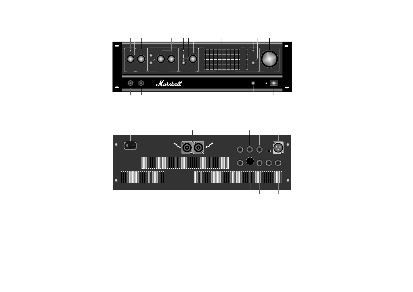 Front panel rear panel | Marshall Amplification DBS 7400 User Manual | Page 7 / 7