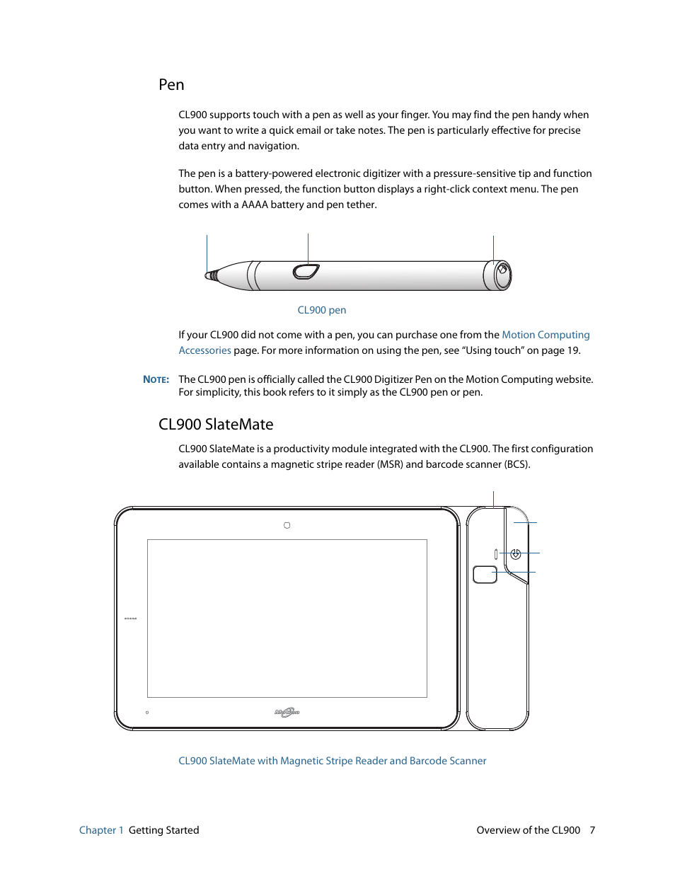 Cl900 slatemate, Pen cl900 slatemate | Motion CL900 FWS-001 User Manual | Page 13 / 81
