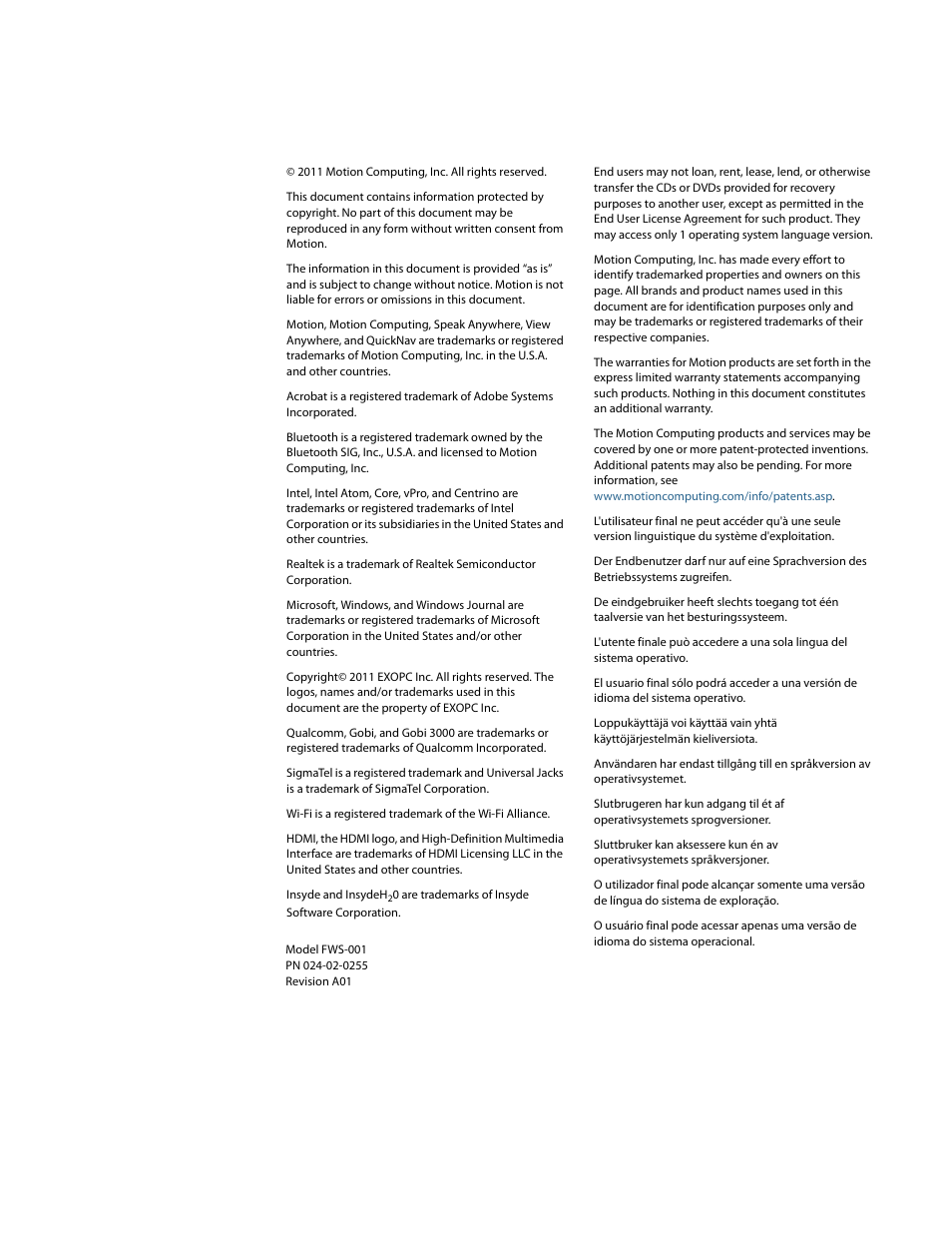 Motion CL900 FWS-001 User Manual | Page 2 / 81