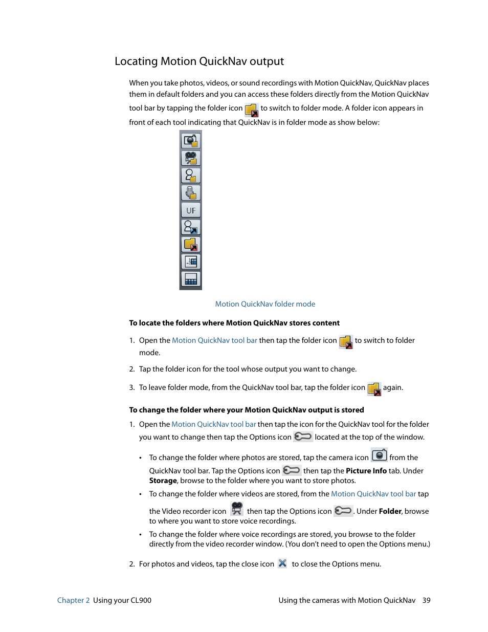 Locating motion quicknav output | Motion CL900 FWS-001 User Manual | Page 45 / 81
