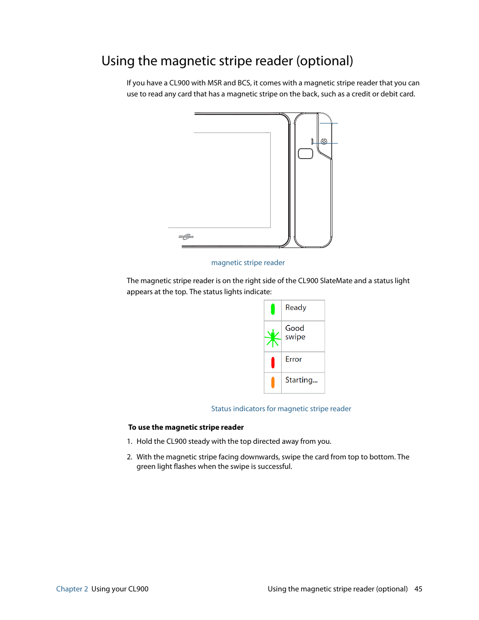 Using the magnetic stripe reader (optional) | Motion CL900 FWS-001 User Manual | Page 51 / 81