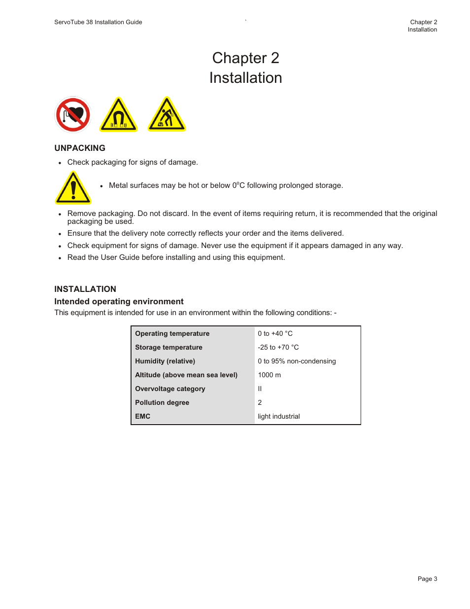 Chapter 2 installation | Motion Actuator User Manual | Page 9 / 32