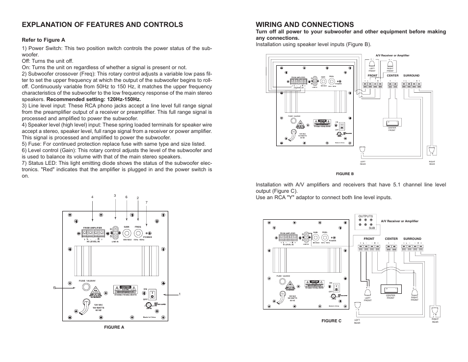 Explanation of features and controls, Wiring and connections, 1a 250v | MTX Audio MTX HTB1-S User Manual | Page 4 / 4