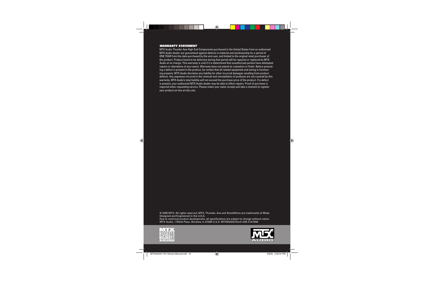 MTX Audio TXC4.1 User Manual | Page 6 / 6