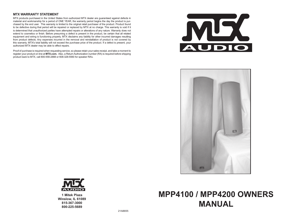 MTX Audio MPP4100 User Manual | 6 pages