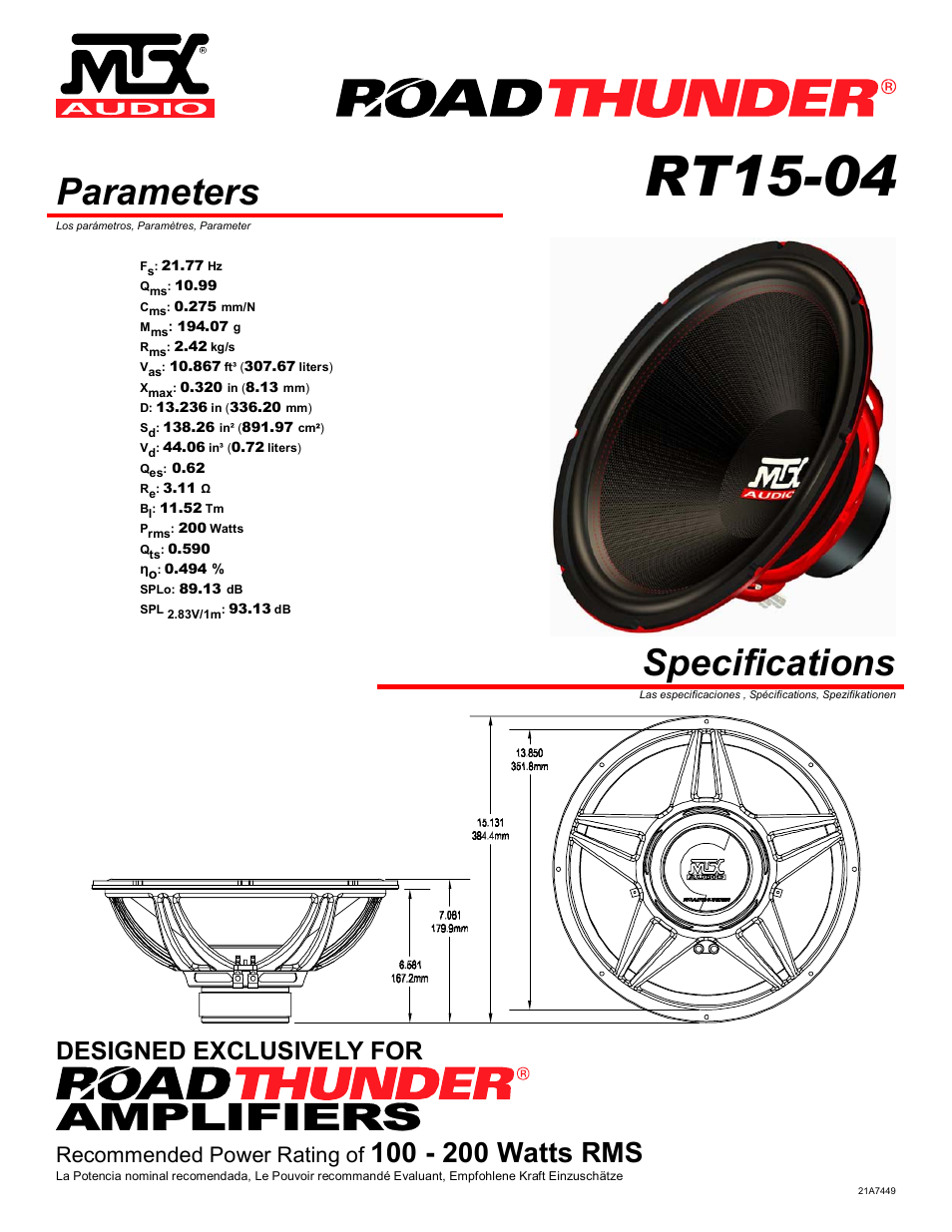 MTX Audio RoadThunder RT15-04 User Manual | 4 pages