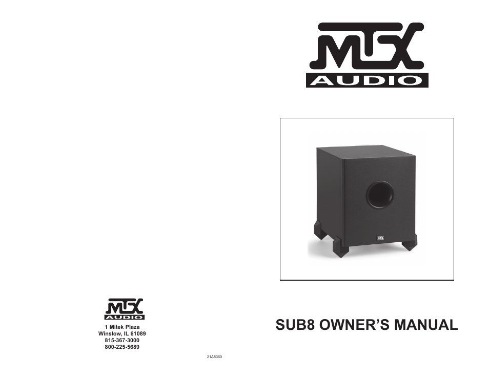 MTX Audio SUB8 User Manual | 4 pages