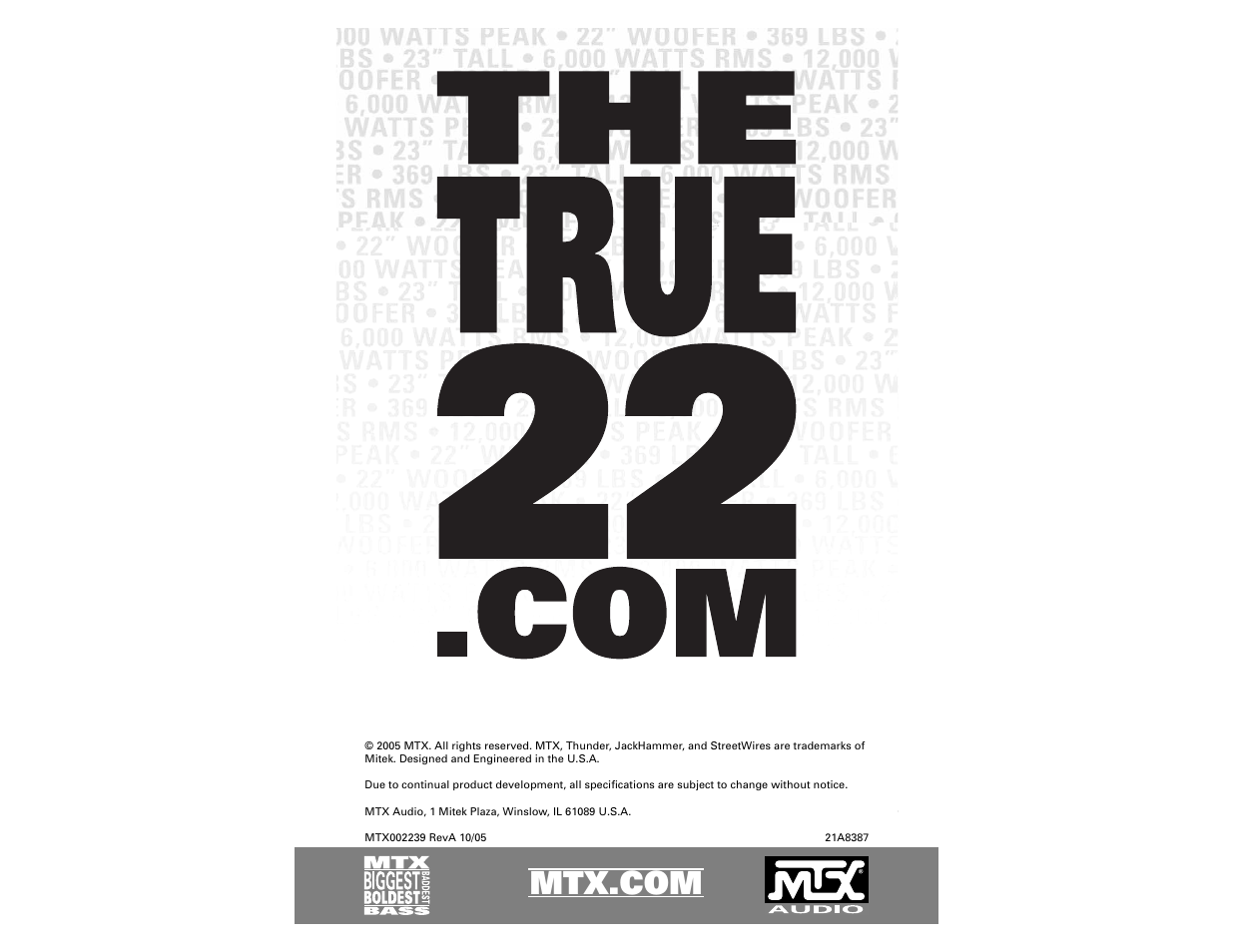 MTX Audio Jackhammer Subwoofer User Manual | Page 7 / 7