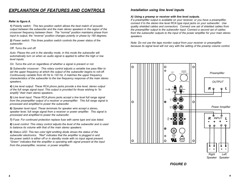 Explanation of features and controls | MTX Audio SW1515 User Manual | Page 8 / 10